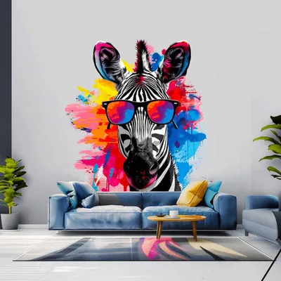 Zebra mit Brille im Aquarellstil – Decords Wandtattoo, Produktansicht 1