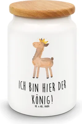 Produktbild von Mr. & Mrs. Panda Dose Lama König - Weiß - Geschenk, Abitur, gebäckdose, Vorgesetzter, Chef, Mama, Teedose, Kaffeedose, Keksdose, behälter