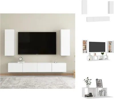 Immagine prodotto di vidaXL Set di mobili TV 4 pezzi in legno bianco - Mobili TV