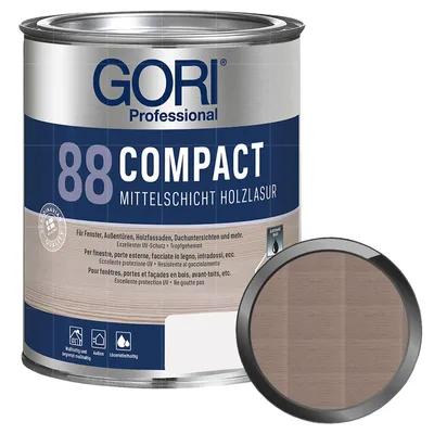 Produktbild von GORI 88 Compact Lasur 2.5 Liter TREIBHOLZ Mittelschichtlasur Holzlasur Wetterschutzlasur