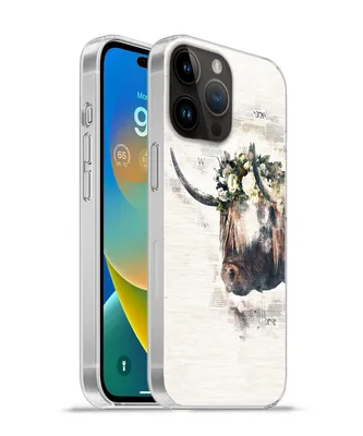 Produktbild von MuchoWow® Handyhülle Schutzhülle Hülle für Apple iPhone 14 Pro Max Schottischer Highlander - Rauch - Blumen Silikon Softcase Handy Hülle - Hardcover