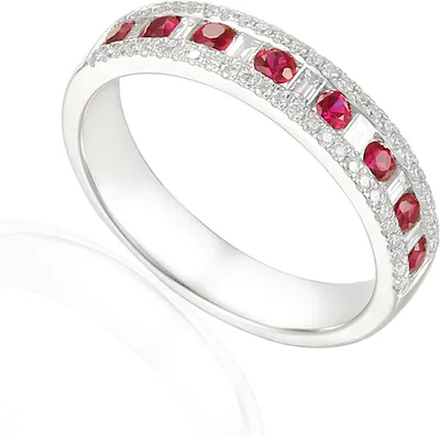 Produktbild von 585er Weissgold Damenring mit Rubin 0,31ct / Diamant 0,32ct Gr. 54