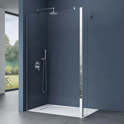 Produktbild von doporro Duschwand 120x200cm Walk-In mit 30cm Nebenteil, 8mm Duschabtrennung Bremen mit rundem Stabilisator, aus Echtglas ESG-Sicherheitsglas Klarglas