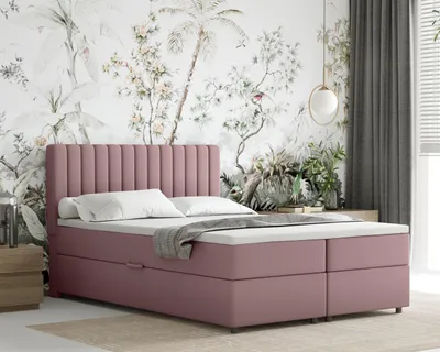 Produktbild von Boxspringbett 140x200 EVEREST, mit Topper, mit Bettkästen,  Doppelbett, Rosa, Panda Möbel