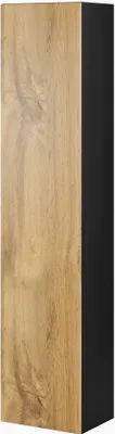 Produktbild von Furniture24 Hängeschrank Vigo 180, Vitrinenschrank, Wandschrank, 1 Tür Schrank mit 4 Einlegeboden, Farbauswahl, Stauraumvitrine, Hochschrank, Wohnzimmerschrank, Modernes Vitrine Schwarz / Wotan Eiche
