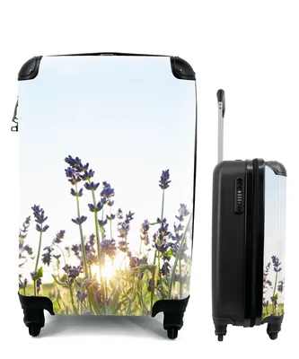 Produktbild von MuchoWow® Koffer Handgepäck Trolley Rollkoffer Kleine Reisekoffer mit 4 Rollen - Nahaufnahme von Lavendel bei Sonnenuntergang - Cabin Size < 55x40x23 cm & 55x40x20 cm - Fotokoffer - Kabinenkoffer - Boardgepäck - Reise-Box - Reisekoffer - Reisegepäck - Koffer mit Bild - Trolley für Kinder