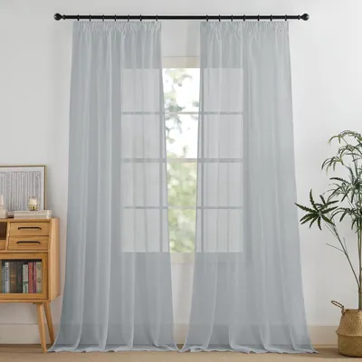 Zdjęcie produktu dla Zestaw 2 zasłon, kolor szary, wymiary 260 cm wysokości x 140 cm szerokości, marszcząca się taśma