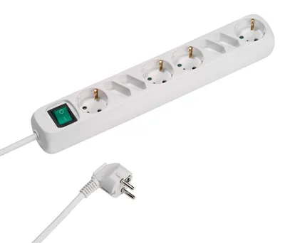 Produktbild von ViVanco™VVELSTRSCH4EU4SWK, 1,4 m, Typ C, Typ F, Typ F, Gerade, Weiß, 8 AC-Ausgänge
