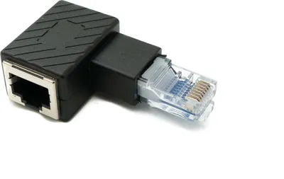 Produktbild von LAN Adapter RJ45 Stecker zu Buchse Winkel Ethernetadapter Kabel in Schwarz