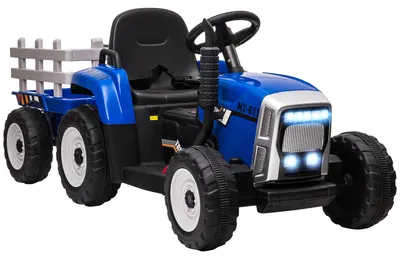Productafbeelding van Elektrische kinderauto met aanhanger, afstandsbediening, koplampen, 3-6 km/u, voor kinderen van 3-6 jaar, blauw