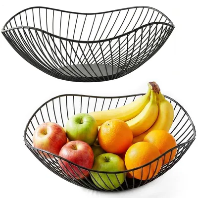Metall-Obstschale 2er-Set, schwarz, stapelbar, modern, rutschfest