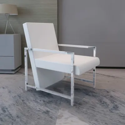 Produktbild von The Living Store Sessel mit verchromten Füßen Weiß Kunstleder