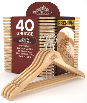 Obrázok produktu pre Sada 40 drevených vešiakov na oblečenie s protišmykovými výstupkami