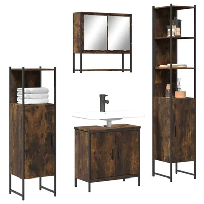 Produktbild von 4-tlg. Badmöbel-Set Räuchereiche Holzwerkstoff