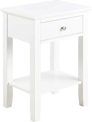 Image de Linnea table de nuit 1 tiroir 1 étagère blanche.