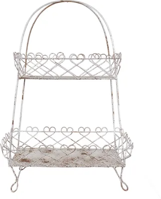 Produktbild von Clayre & Eef 2-Schicht-Etagere 47x24x66 cm Weiß Braun Metall