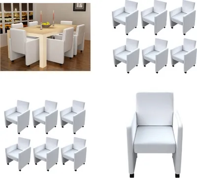 Productafbeelding van vidaXL Eetkamerstoelen, 6 stuks, wit, kunstleer - Eetkamerstoel - Eetkamerstoelen - Eetstoel - Eetstoelen