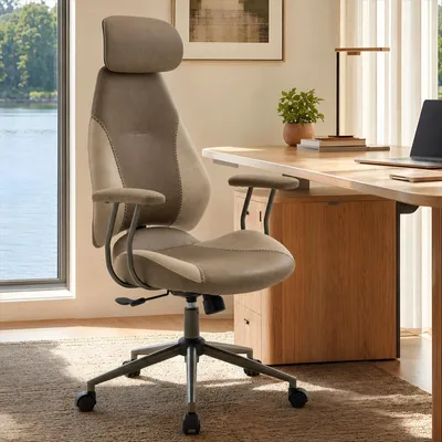 Image de Chaise de bureau ergonomique avec dossier haut et repose-tête réglable