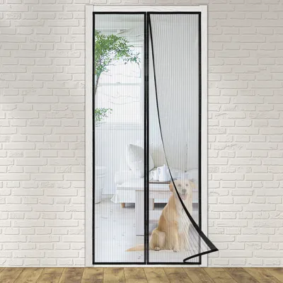 Obrázek produktu pro VINGO magnetická síťka proti hmyzu na balkonové dveře 120x240cm, magnetická zástěna na balkonové dveře, dveře do sklepa, posuvné dveře a obývací pokoj, snadná montáž bez vrtání, černá barva