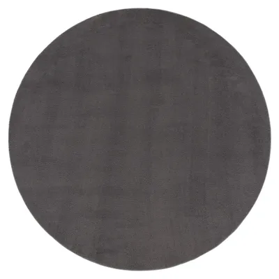 Imagen del producto de Alfombra lavable para sala de estar, pelo corto, de un solo color, estilo moderno, suave, color gris antracita, tamaño: diámetro 160 cm, redonda
