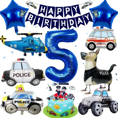 Image de Solidchoice - Décoration d'anniversaire sur le thème de la police pour enfants