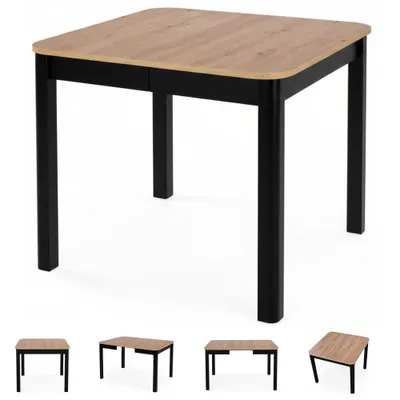Produktbild von Esstisch Ausziehbar - 90-130 cm Lange - Braun - Quadratisch - Für 4–6 Personen - Küchentisch - Schwarz Tischbeine