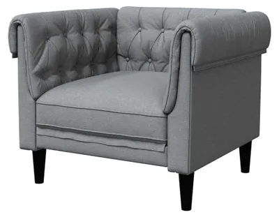 Produktbild von Chesterfield Lounge-Sessel, Relaxsessel, Wohnzimmer, Schlafzimmer, Hellgrau, Stoff