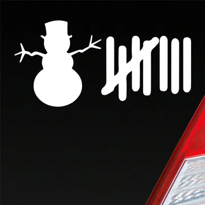 Produktbild von Auto Aufkleber Strichliste Liste Schnee Winter Snowman 15x8 cm Weiss Matt Sticker Heckscheibenaufkleber