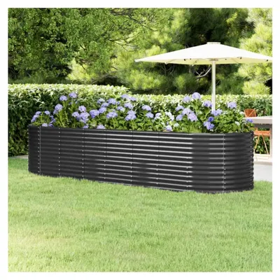 Produktbild von Hochbeet aus pulverbeschichtetem Stahl 322x100x68 cm Anthrazit