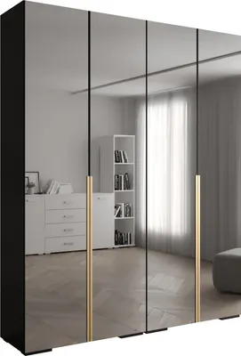 Produktbild von MEBLE KRYSPOL Inova 1 Schrank Spiegel - 236,7x200x47cm - Schwarz Schwarz Gold