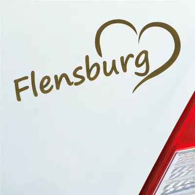 Produktbild von Auto Aufkleber Flensburg Herz Stadt City Liebe Love 18,5x8 cm Gold Sticker Heckscheibenaufkleber