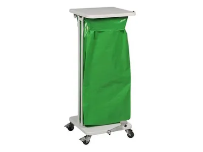 Produktbild von Abfallsackständer mit Deckel und Fußpedal | 120 Liter, HxBxT 89,2x46,5x49,7cm | Weiß