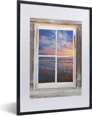 Produktbild von MuchoWow® Gerahmtes Poster Aussicht - Strand - Meer 30x40 cm - Poster mit Schwarzem Bilderrahmen Wandposter Rahmen Foto Bilder - Wandposter Schlafzimmer