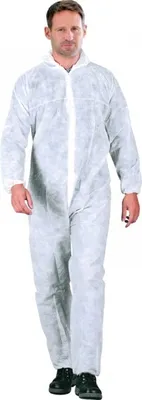 Produktbild von Einweg-Schutzanzug Basic-Protection, Kat.I, weiß, Polypropylen, Größe L, 50/VE