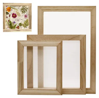 Produktbild von 3 Stück Papierschöpfrahmen in 3 Größen aus Holz für DIY Papierhandwerk und Karten