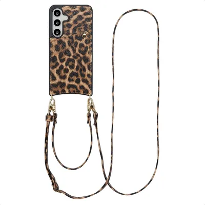 Obrázok produktu pre Selencia Nova puzdro na mobilný telefón s šnúrkou a držiteľom kariet Samsung Galaxy S25 / S24 - Leopard