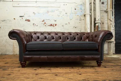 Produktbild von Chesterfield Braune Leder Couch Klassische Sofa Sitz Polster Stoffsofas