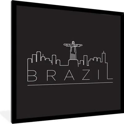 Produktbild von MuchoWow® MuchoWow® Gerahmtes Poster Stadtbild "Brasilien" mit schwarzem Hintergrund 40x40 cm - Poster mit zchwarzem Bilderrahmen - Mit Rahmen - Wanddekoration Schlafzimmer