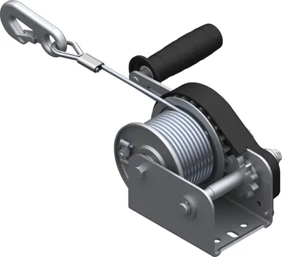 Produktbild von Handseilwinde (Seilwinde) Zugkraft 350 kg, mit Seil ø 5 mm und Karabiner, L 20 m