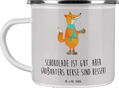 Produktbild von Mr. & Mrs. Panda Pott Großvaters Kekse - Grau Pastell - Geschenk, Kindheitserinnerungen, für Großvater, Lächeln, Teetasse, Süßigkeiten, becher emaille, Verwandte, Tasse