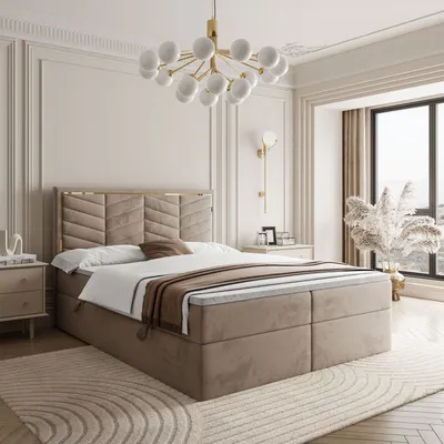 Produktbild von Boxspringbett AURORA mit Bettkästen und Topper 140x200/Royal Velvet 176