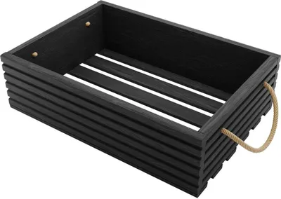 Obrázek produktu pro BOGATECO Přírodní dřevěná bedna | 50 cm x 35 cm x 14,5 cm | Dřevěná bedna | Dekorativní dřevěné bedny | Bedna na ovoce | Bedna na zeleninu | Dřevěná bedna pro skladování | Bedna | Černá