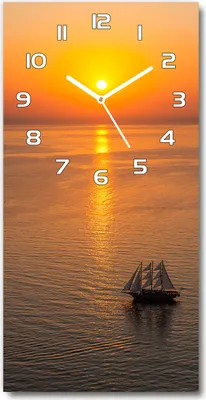 Produktbild von Wanduhr aus Glas – 30x60 cm - Glasbild - Glasuhr - Gehärtetes Glas -Sonnenuntergang Meer