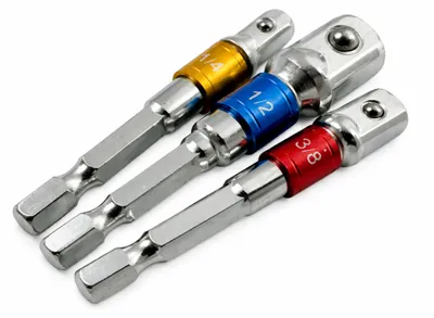 Immagine prodotto di Kit di 3 adattatori trapano esagonale, adattatore presa per 1/4", 3/8", 1/2", Gebo Tools