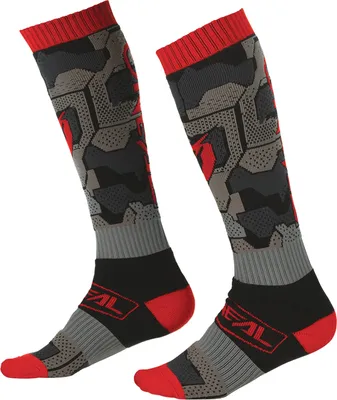 Produktbild von O`NEAL PRO MX Sock CAMO V.22, Socken, Farbe:Black/Red, Größe:One Size