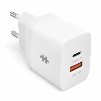 Produktbild von HyperJuice - Netzteil - 20 Watt - PD - 2 Ausgabeanschlussstellen (USB, 24 pin USB-C) - weiß - Europa