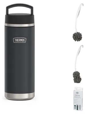 Immagine prodotto di THERMOS ICON BEVERAGE BOTTLE 0,71 l Trinkflasche graphite mat – Vorteilsset mit Reinigungsbürste CLEAN FIX 30 cm | HAN 4122333071 | EAN 4002458533549