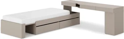 Produktbild von Furniture24 Jugendzimmer Woow Set-02P - Schreibtisch, Bett mit Container 90x200 cm in Grau – Stilvolles Jugendmöbelset