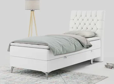 Produktbild von Boxspringbett, Gästebett, Kinderbett mit Bettkästen  - MILEN - 90x200cm - rechts - Weiß - H3