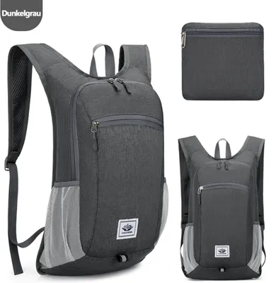 Produktbild von MODFU Kleiner Rucksack Faltbarer Leichter Wanderrucksack Damen Herren dunkelgrau